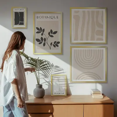 Set of 5 wall art pieces Stylish plant graphics