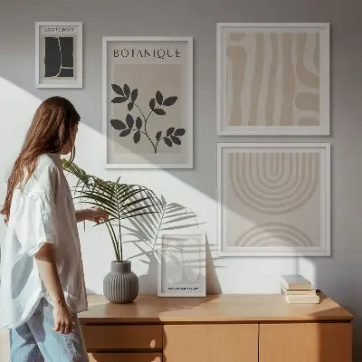 Set of 5 wall art pieces Stylish plant graphics