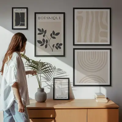 Set of 5 wall art pieces Stylish plant graphics