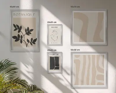Gallery wall Stylish abstract plant graphics
