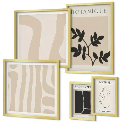Gallery wall Stylish abstract plant graphics