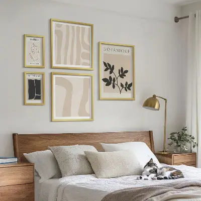 Gallery wall Stylish abstract plant graphics