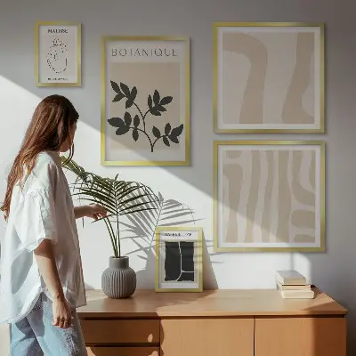 Gallery wall Stylish abstract plant graphics