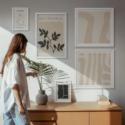 Gallery wall Stylish abstract plant graphics