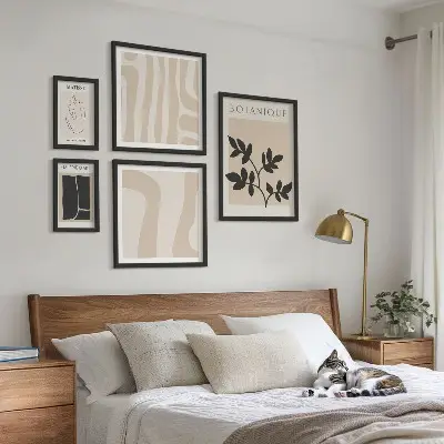 Gallery wall Stylish abstract plant graphics