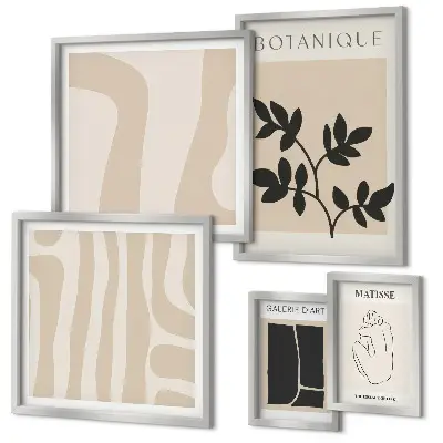 Gallery wall Stylish abstract plant graphics