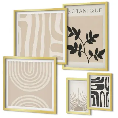 Set of 5 wall art pieces Stylish neutral plant motifs