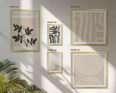 Set of 5 wall art pieces Stylish neutral plant motifs