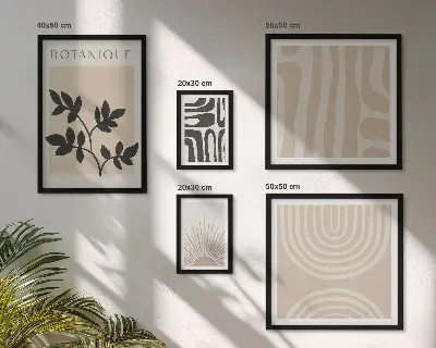 Set of 5 wall art pieces Stylish neutral plant motifs