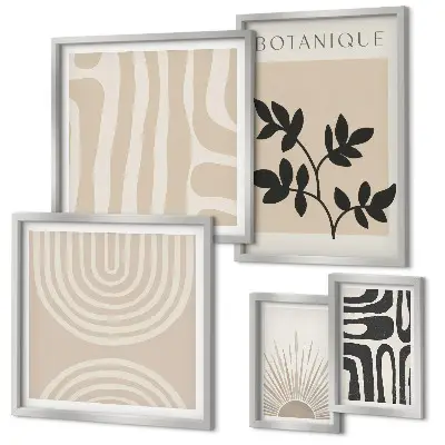 Set of 5 wall art pieces Stylish neutral plant motifs