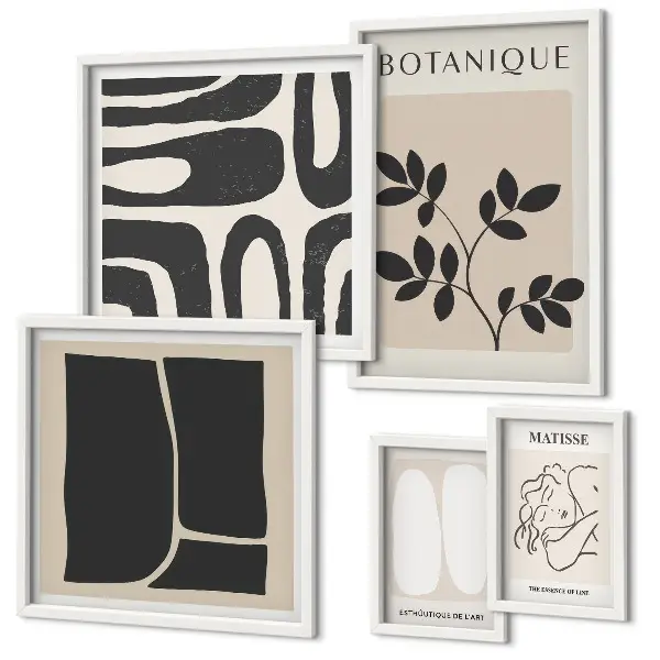 Framed photo set Stylish abstract plant graphics