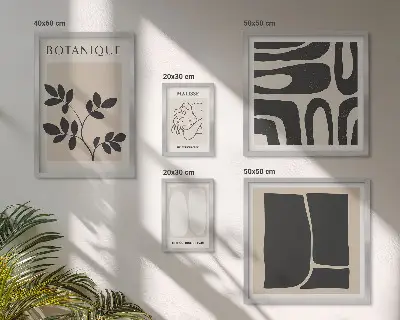 Framed photo set Stylish abstract plant graphics