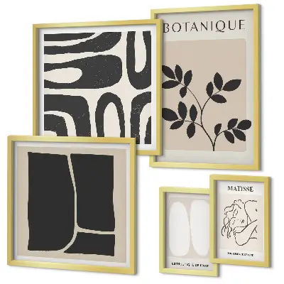 Framed photo set Stylish abstract plant graphics