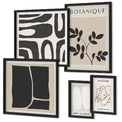 Framed photo set Stylish abstract plant graphics