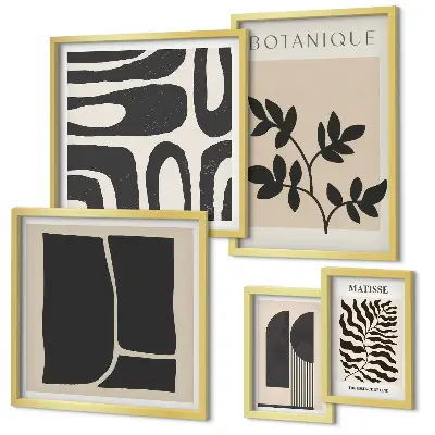 Set of 5 wall art pieces Stylish nature abstract graphics