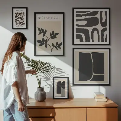 Set of 5 wall art pieces Stylish nature abstract graphics