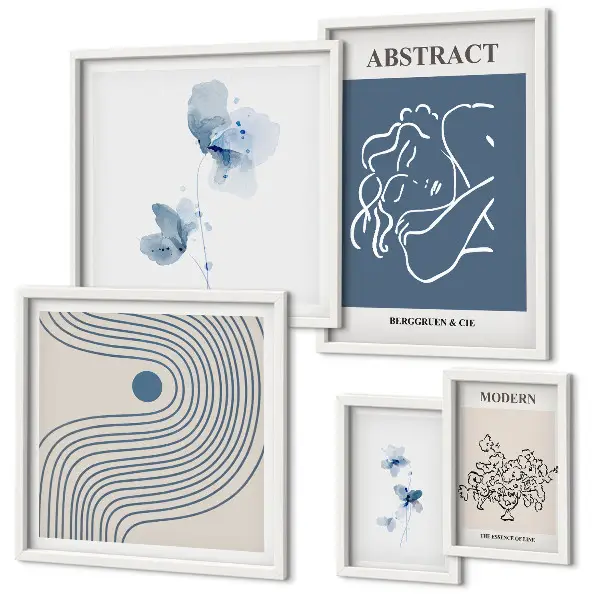 Set of 5 wall art pieces Modern abstract florist style