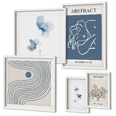Set of 5 wall art pieces Modern abstract florist style