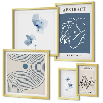Set of 5 wall art pieces Modern abstract florist style