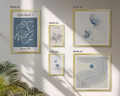Set of 5 wall art pieces Modern abstract florist style