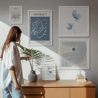 Set of 5 wall art pieces Modern abstract florist style