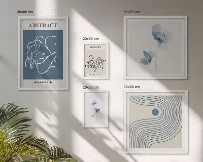 Set of 5 wall art pieces Modern abstract florist style