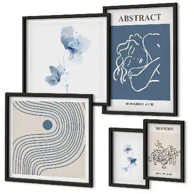 Set of 5 wall art pieces Modern abstract florist style