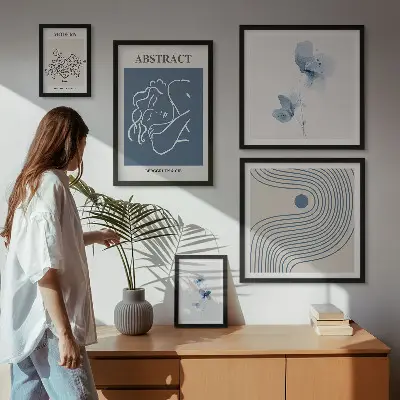 Set of 5 wall art pieces Modern abstract florist style