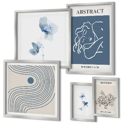 Set of 5 wall art pieces Modern abstract florist style