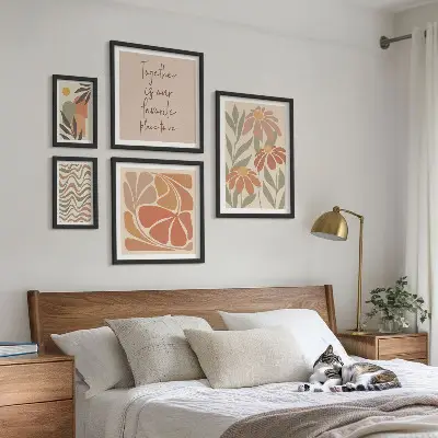 Framed photo set with stylish nature and flower decorations
