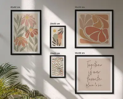 Framed photo set with stylish nature and flower decorations
