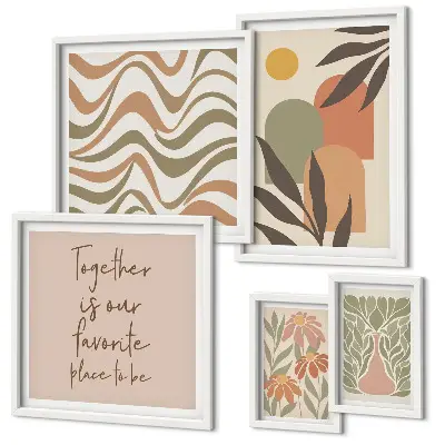 Pastel plant wall art set of 5 pieces
