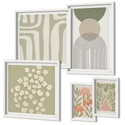 Gallery wall Stylish pastel plant graphics