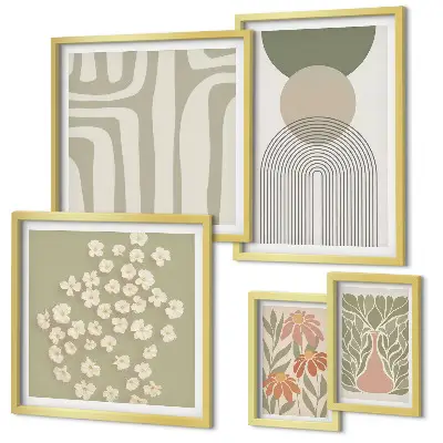 Gallery wall Stylish pastel plant graphics