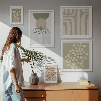 Gallery wall Stylish pastel plant graphics