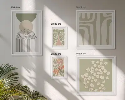 Gallery wall Stylish pastel plant graphics