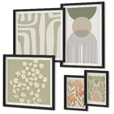 Gallery wall Stylish pastel plant graphics