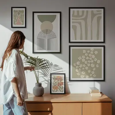 Gallery wall Stylish pastel plant graphics