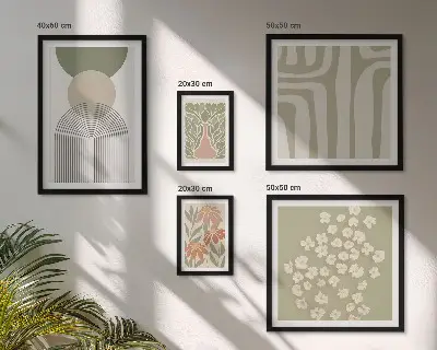 Gallery wall Stylish pastel plant graphics
