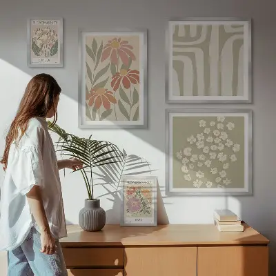 Set of 5 wall art pieces Floral patterns London Paris boho