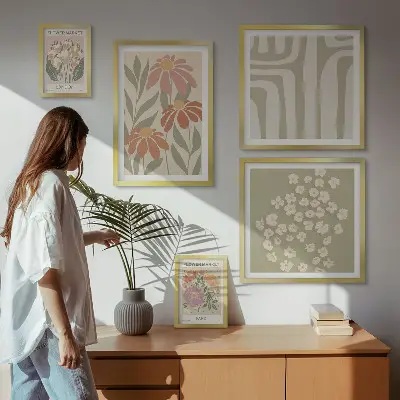 Set of 5 wall art pieces Floral patterns London Paris boho