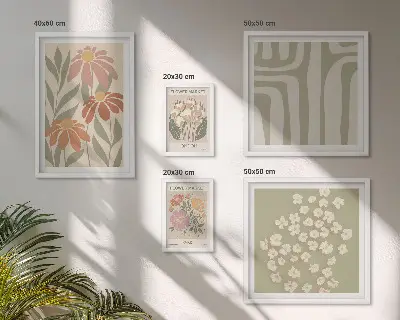 Set of 5 wall art pieces Floral patterns London Paris boho