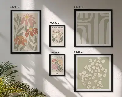 Set of 5 wall art pieces Floral patterns London Paris boho