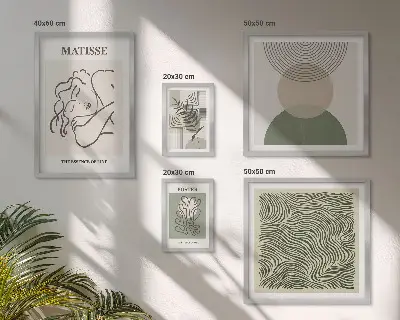 Framed photo set Minimalist plant compositions