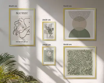Framed photo set Minimalist plant compositions