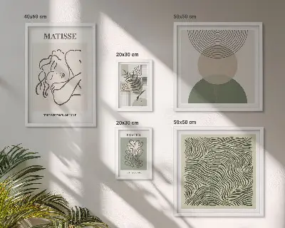 Framed photo set Minimalist plant compositions