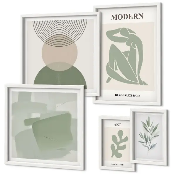 Set of 5 wall art pieces Modern style with abstraction
