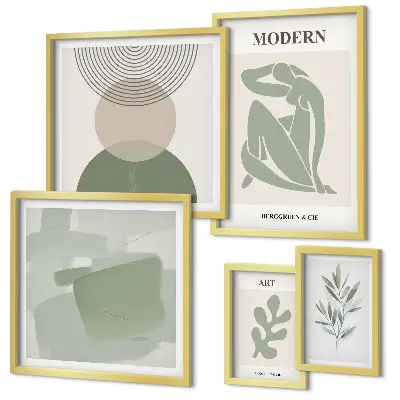 Set of 5 wall art pieces Modern style with abstraction