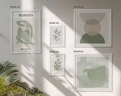 Set of 5 wall art pieces Modern style with abstraction