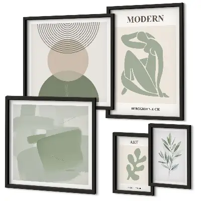 Set of 5 wall art pieces Modern style with abstraction